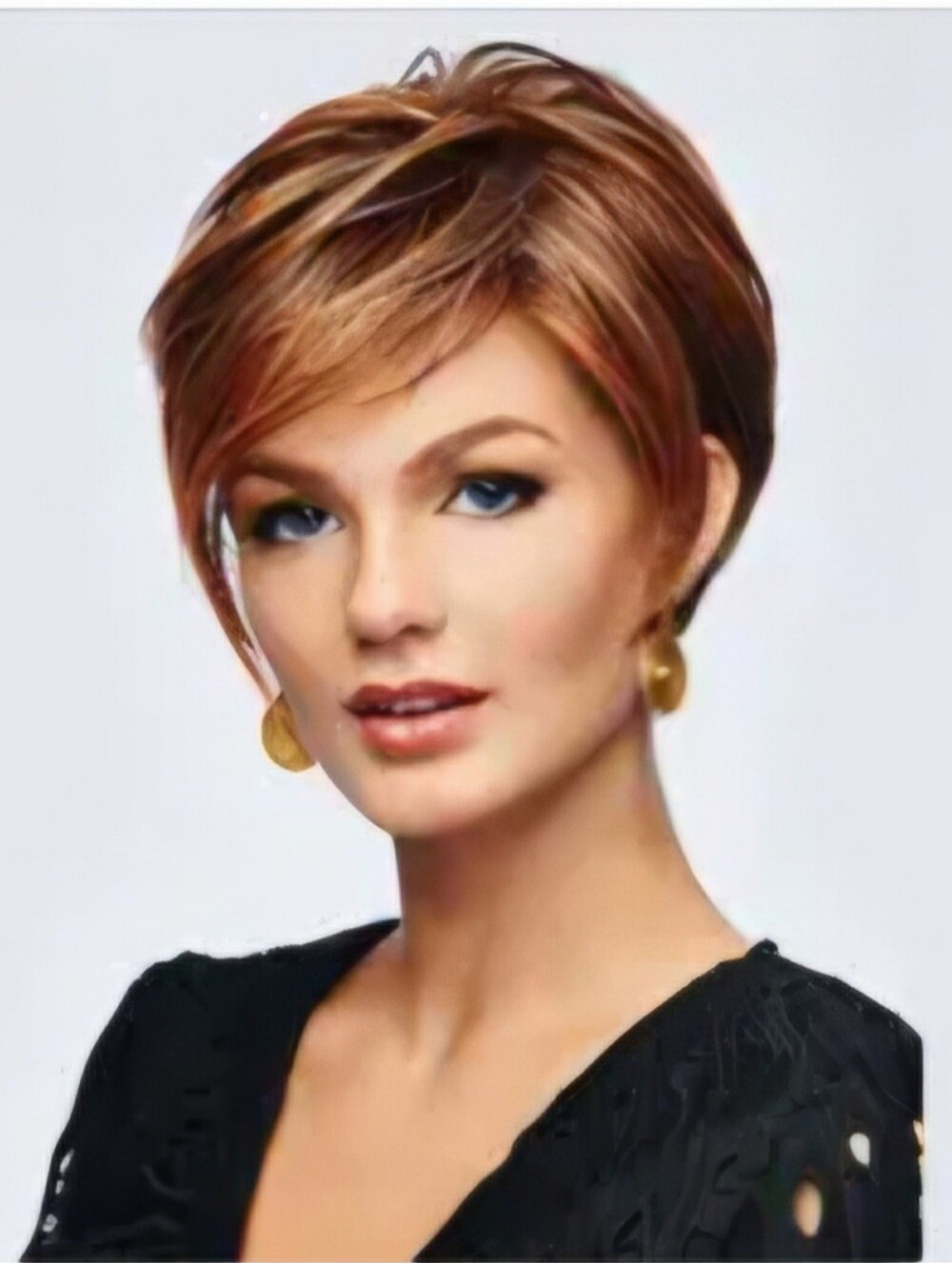 Short Layered Pixie Wig in Copper Brown, Standard Cap, NWTA